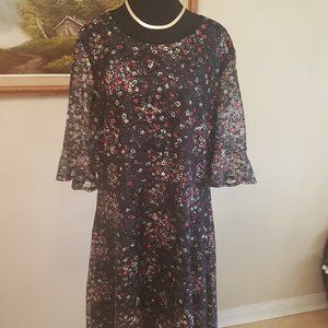 Black  lace dress with small flowers